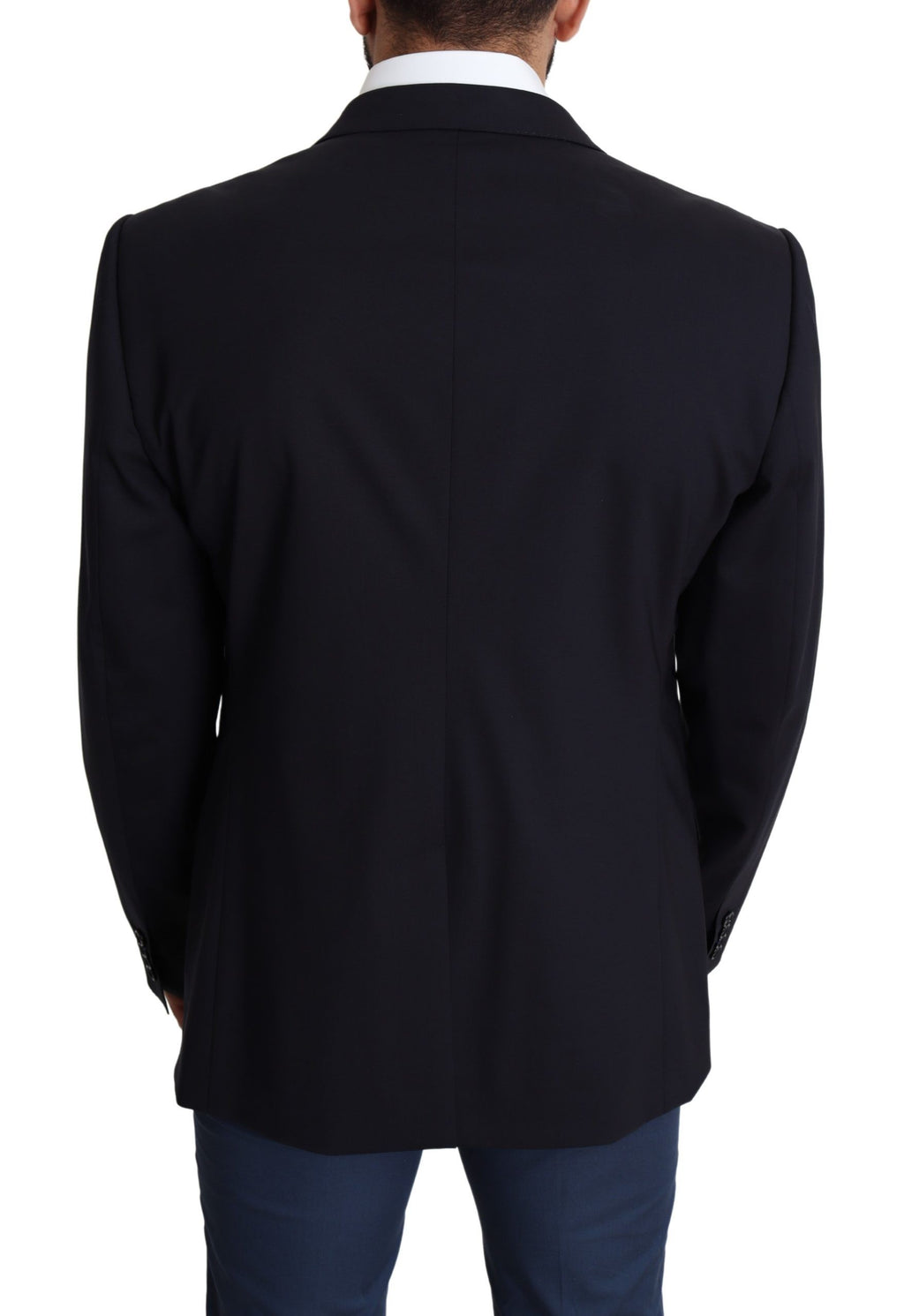 Dolce & Gabbana Dark Blue Wool Stretch Men Coat MARTINI Blazer