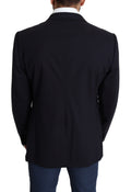 Dolce & Gabbana Dark Blue Wool Stretch Men Coat MARTINI Blazer