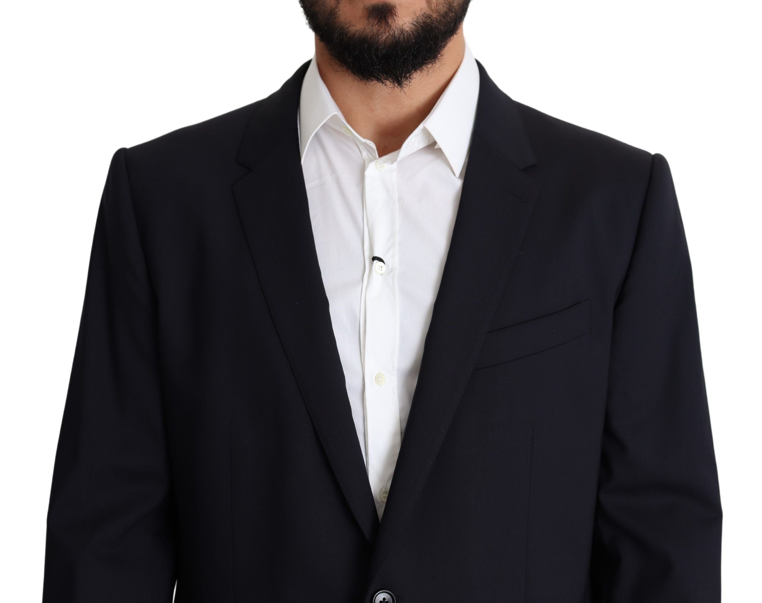 Dolce & Gabbana Dark Blue Wool Stretch Men Coat MARTINI Blazer