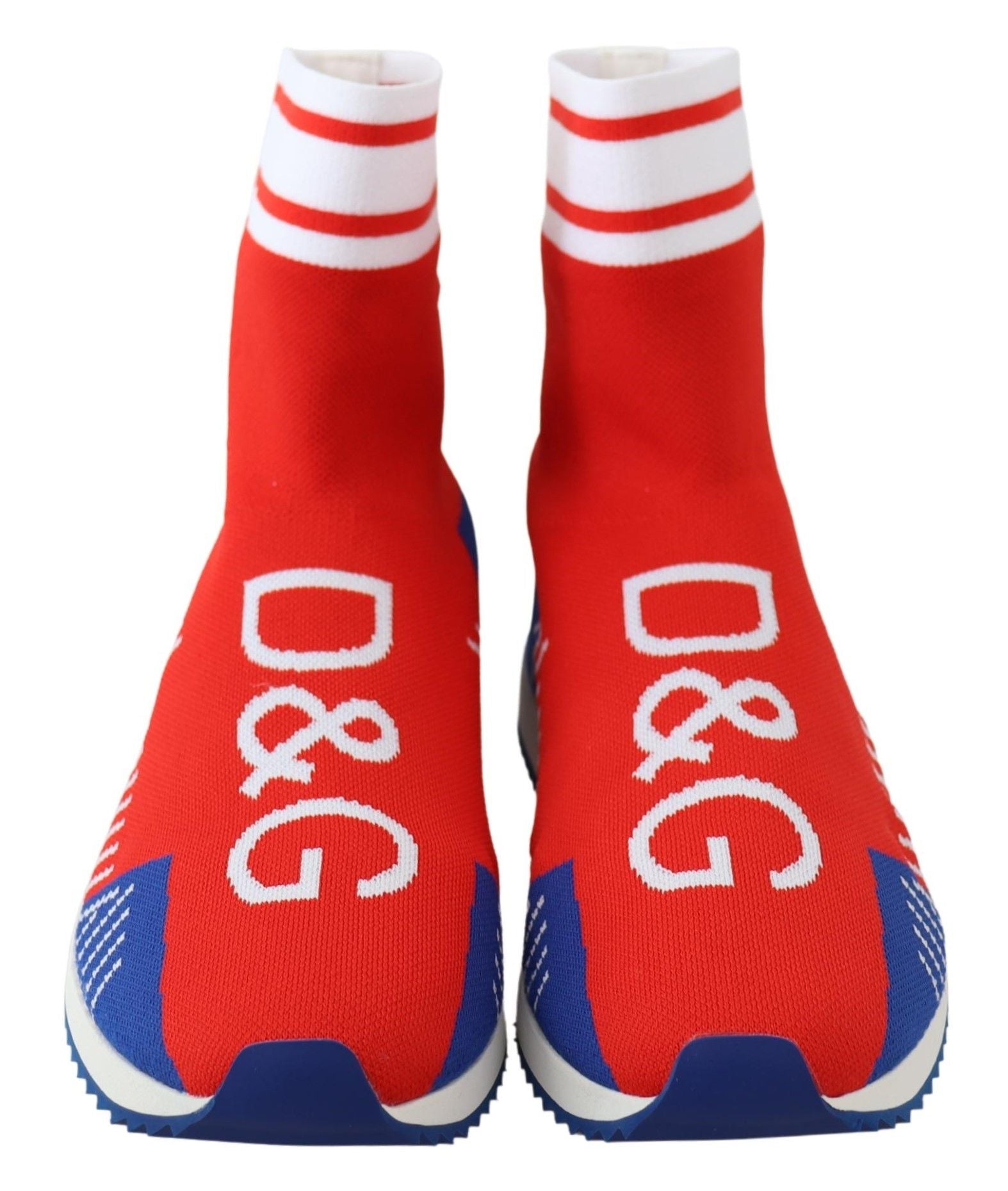Chaussettes sneakers Dolce & Gabbana Sorrento logo bleu et rouge, style décontracté avec logo Dolce & Gabbana visible.