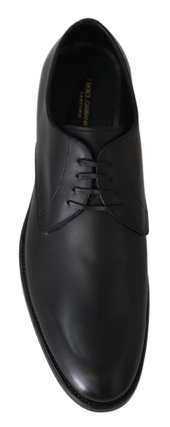 Chaussures en cuir noir Dolce & Gabbana SARTORIA faites à la main, design élégant et finition raffinée.