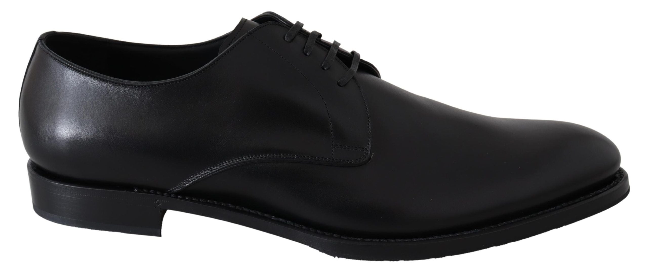 Chaussures en cuir noir Dolce & Gabbana SARTORIA, fabriquées à la main, avec design élégant et finition soignée.