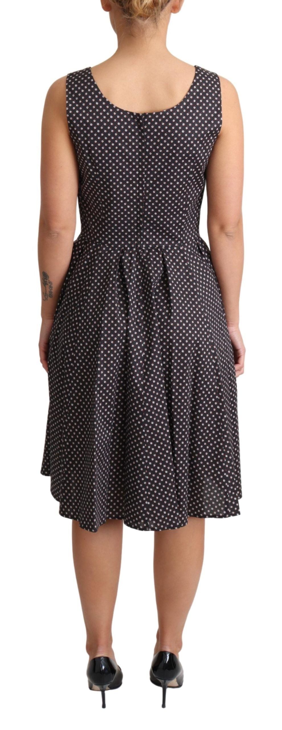 Dolce & Gabbana schwarzes geblümtes A-Linien-Stretchkleid aus Baumwolle