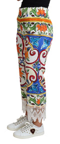 Dolce & Gabbana Multicolor Majolika-Print Baumwollhose