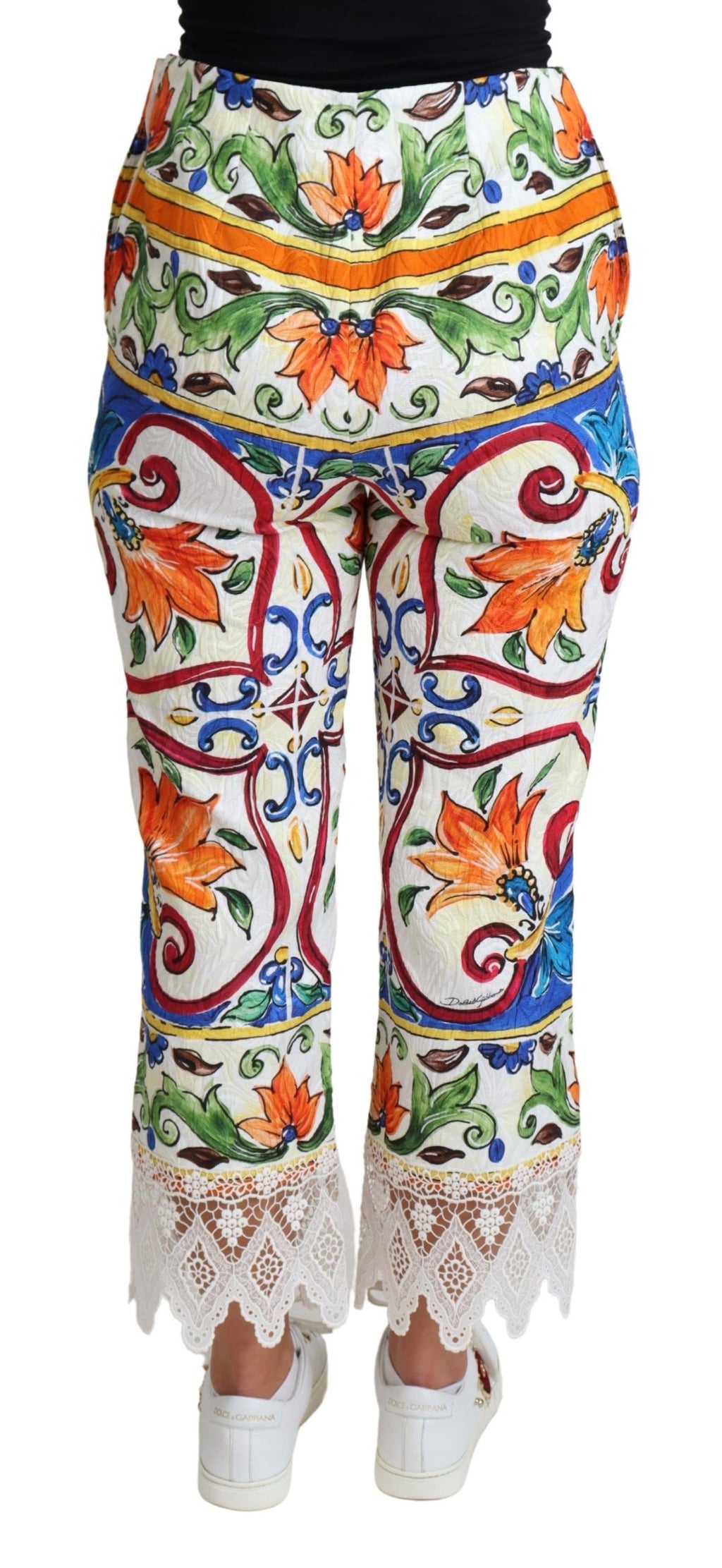 Dolce & Gabbana Multicolor Majolika-Print Baumwollhose