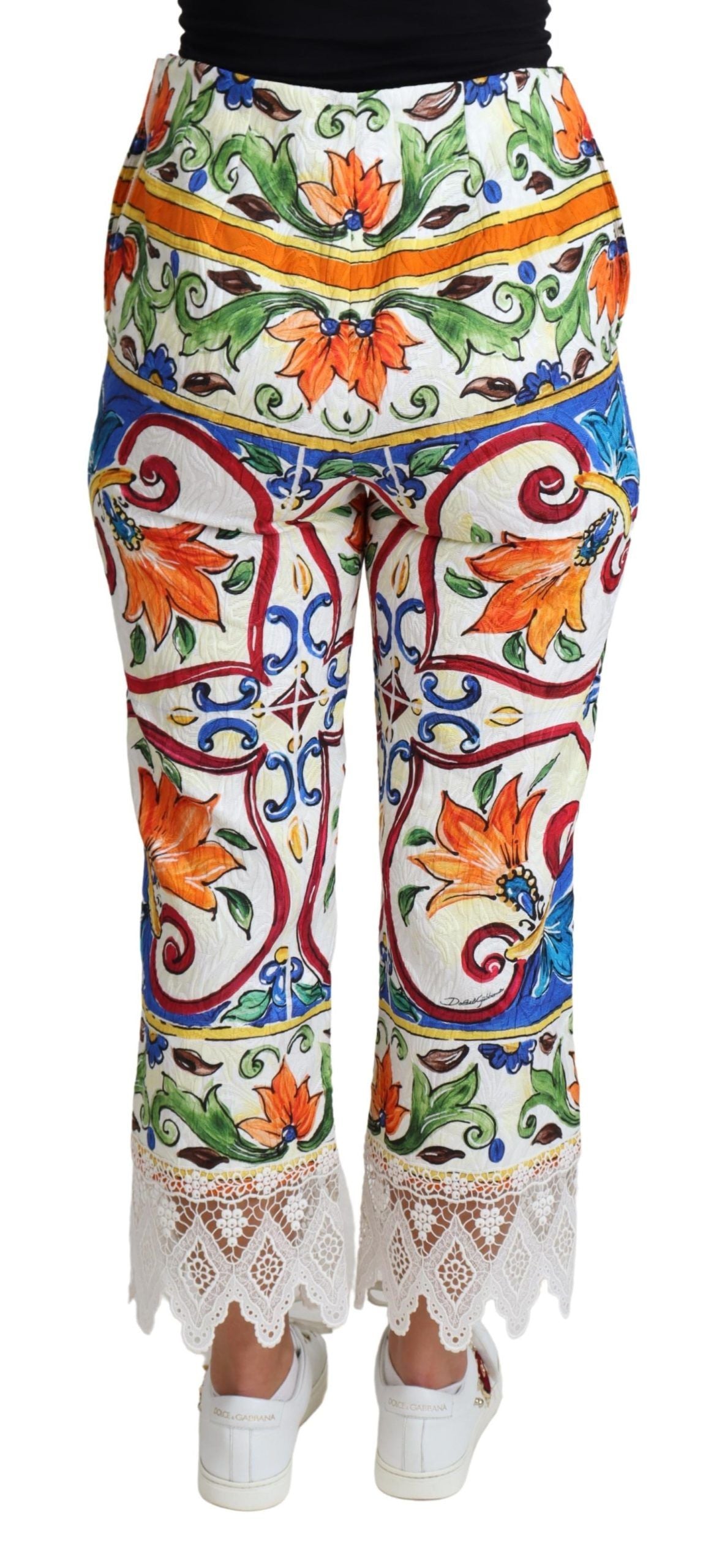 Dolce & Gabbana Multicolor Majolika-Print Baumwollhose