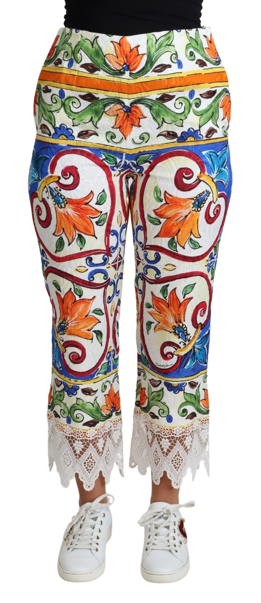 Dolce & Gabbana Multicolor Majolika-Print Baumwollhose