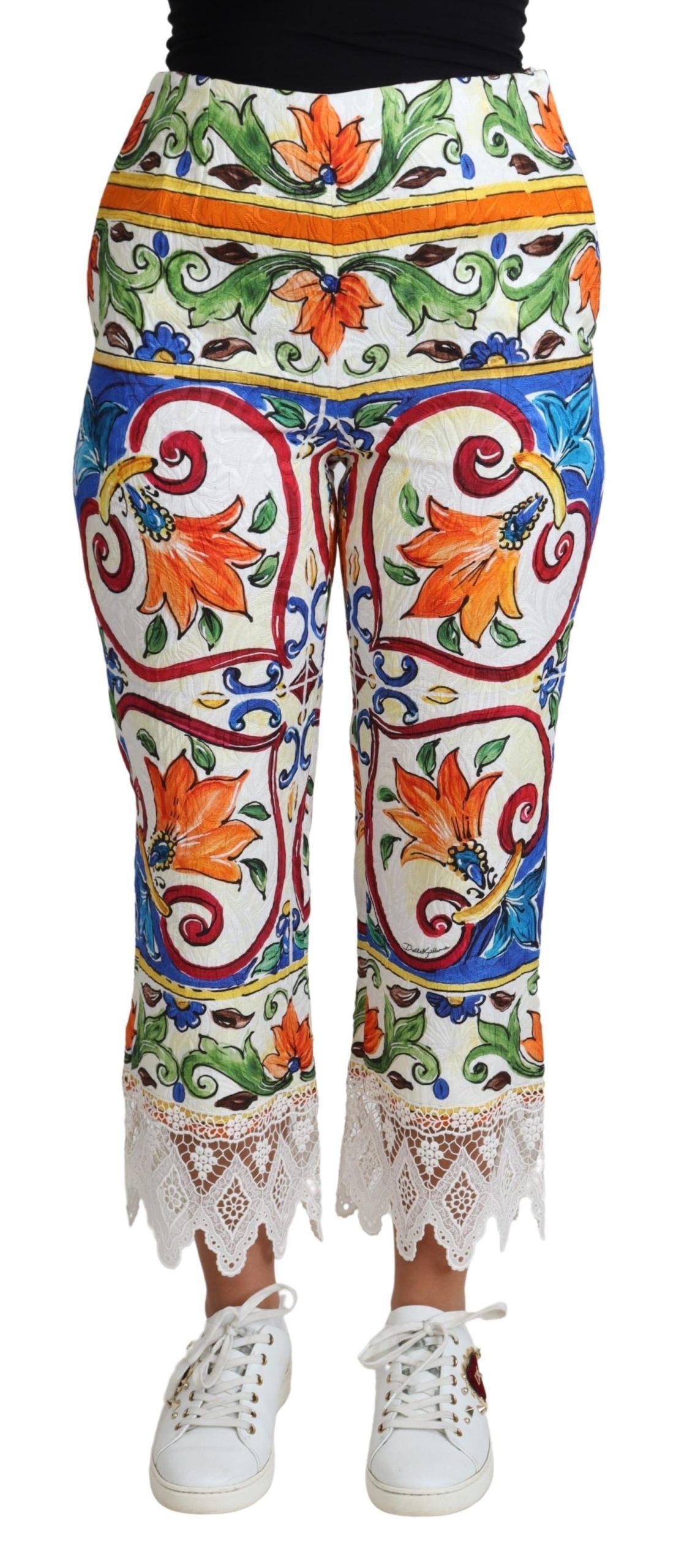 Dolce & Gabbana Multicolor Majolika-Print Baumwollhose