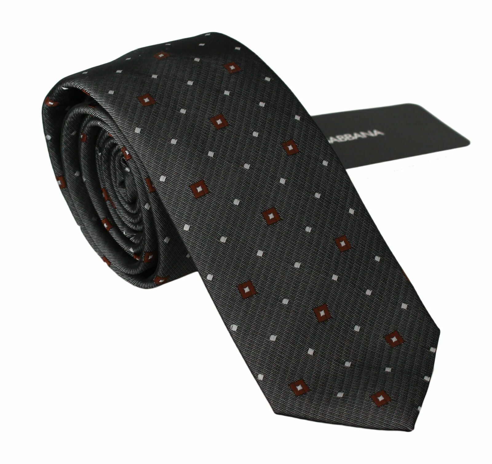 Cravate homme Dolce & Gabbana gris à motif classique, élégante et slim, en tissu de qualité pour un style sophistiqué.