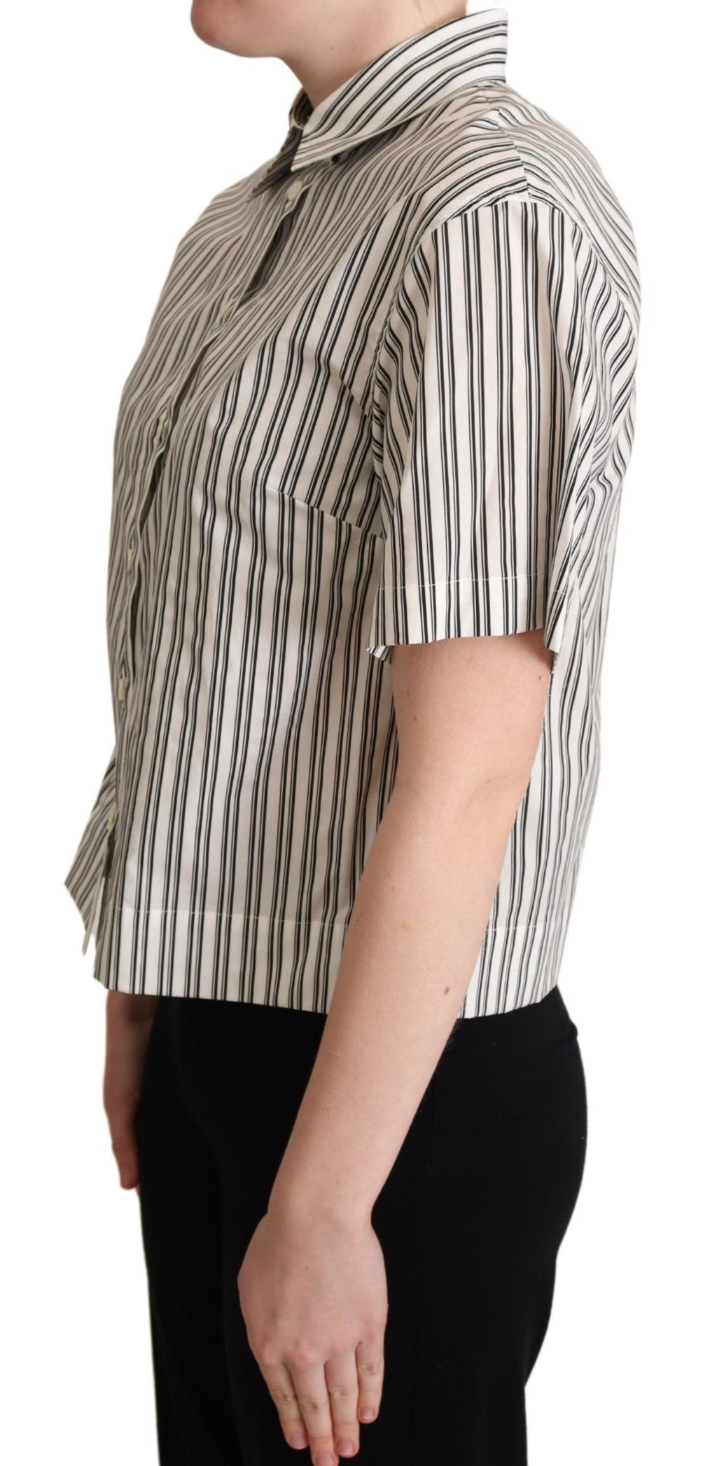 Dolce & Gabbana weiß-schwarz gestreifte Hemdbluse Top