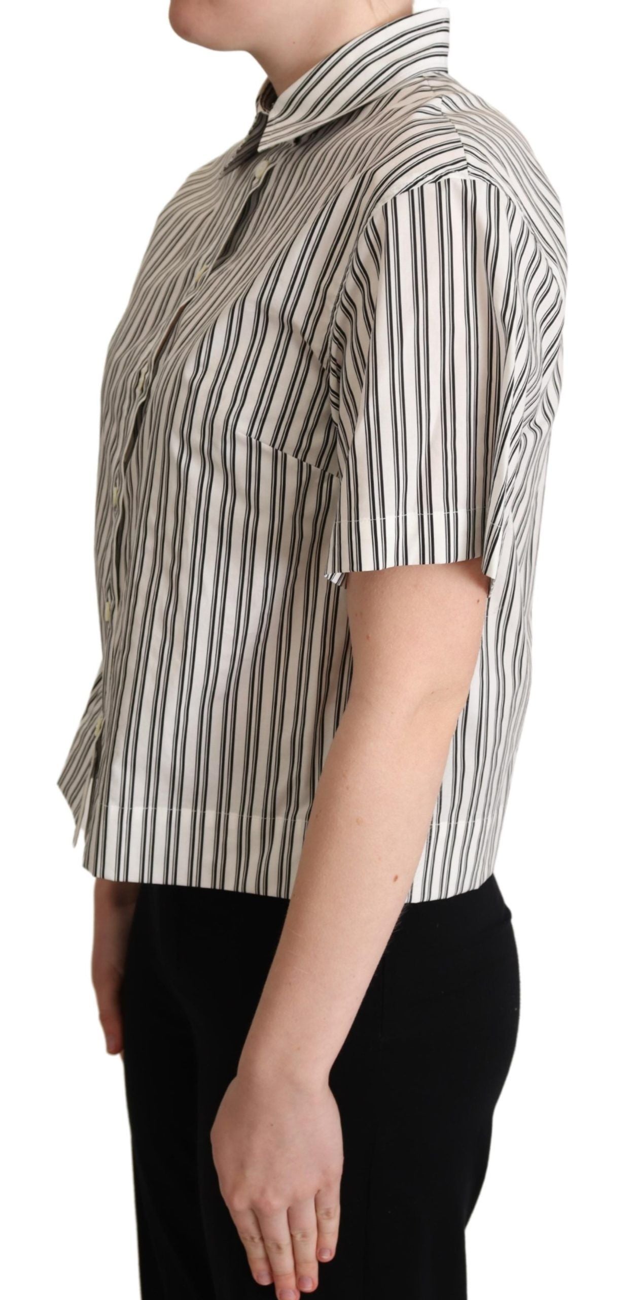 Dolce & Gabbana weiß-schwarz gestreifte Hemdbluse Top