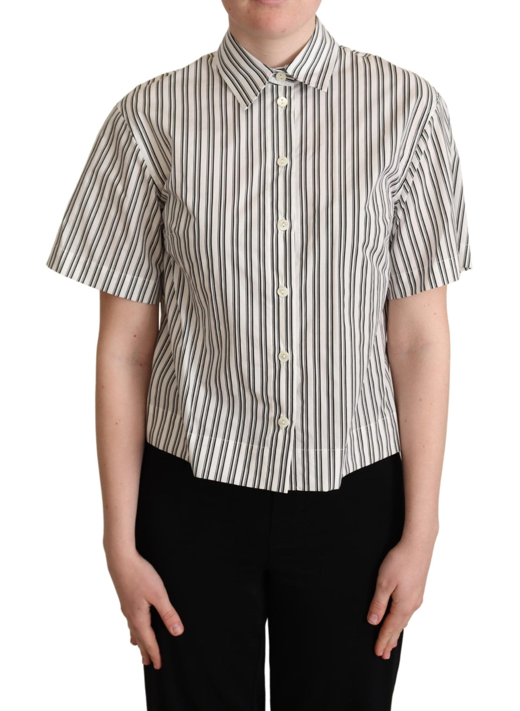 Dolce & Gabbana weiß-schwarz gestreifte Hemdbluse Top
