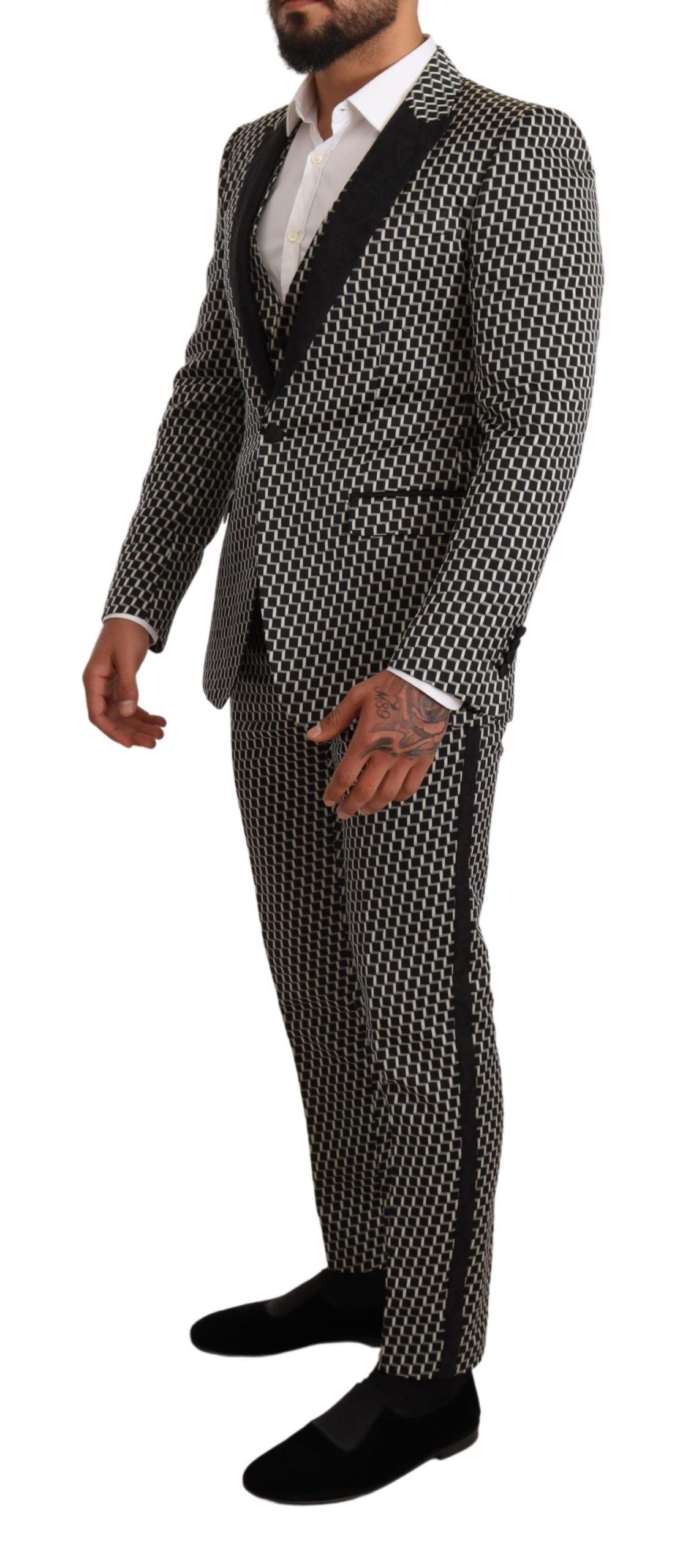 Dolce & Gabbana Dark Gray Check 3 Piece Set MARTINI Suit