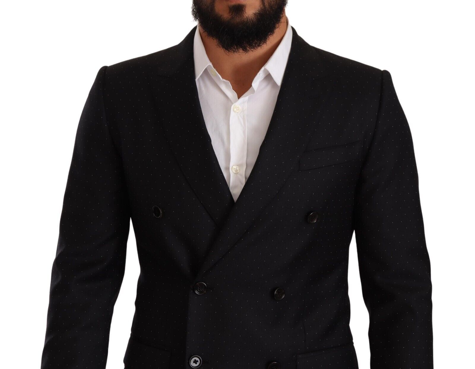 Dolce & Gabbana Dark Gray Dotted Double Breasted MARTINI Jacket
