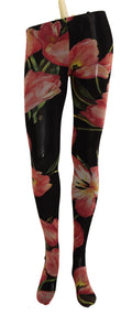 Dolce & Gabbana Schwarze Nylonstrumpfhose mit Blumenmuster