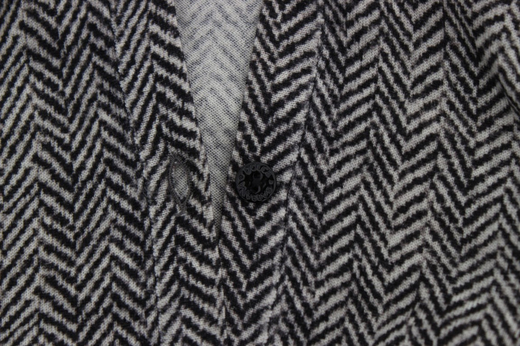 Cardigan en laine noir et blanc Dolce & Gabbana, pull à col rond et manches longues, élégant et chaud.
