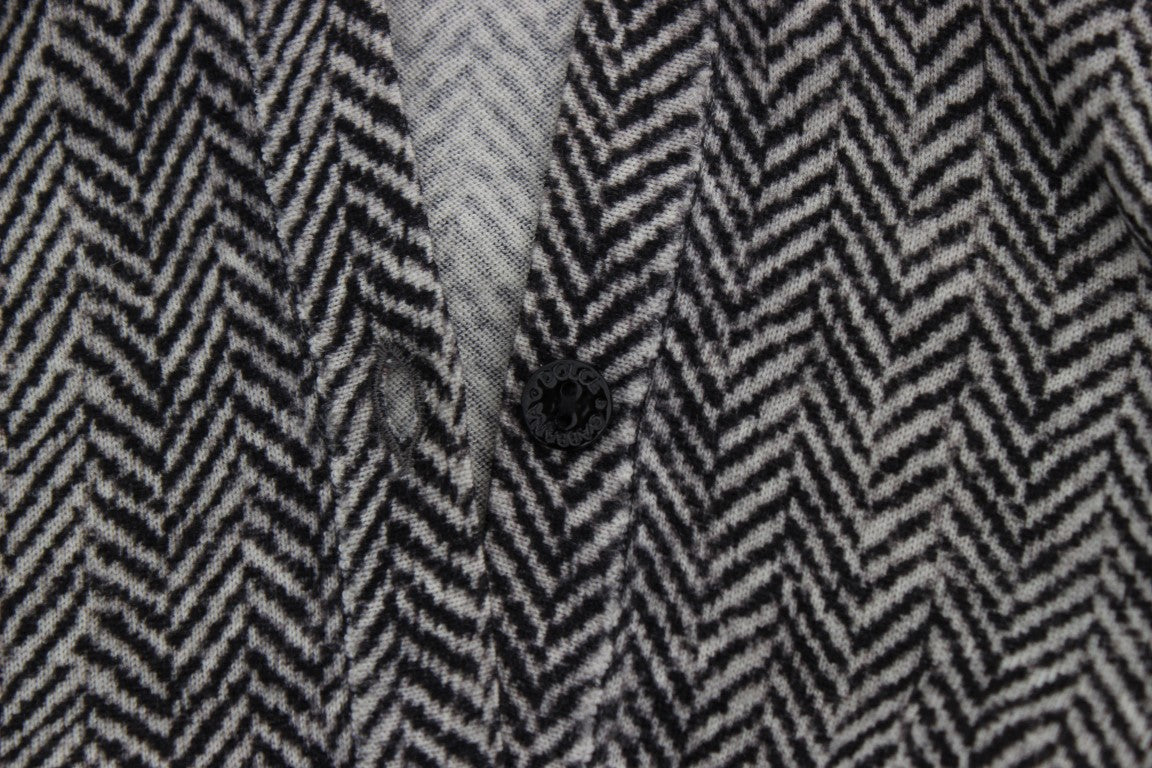 Cardigan en laine noir et blanc Dolce & Gabbana, pull à col rond et manches longues, élégant et chaud.