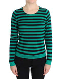 Pull en cachemire et soie Dolce & Gabbana vert et noir, élégant, avec détails sophistiqués, vue de face.