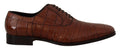 Dolce & Gabbana Braune Krokodilleder Herren Derby-Schuhe