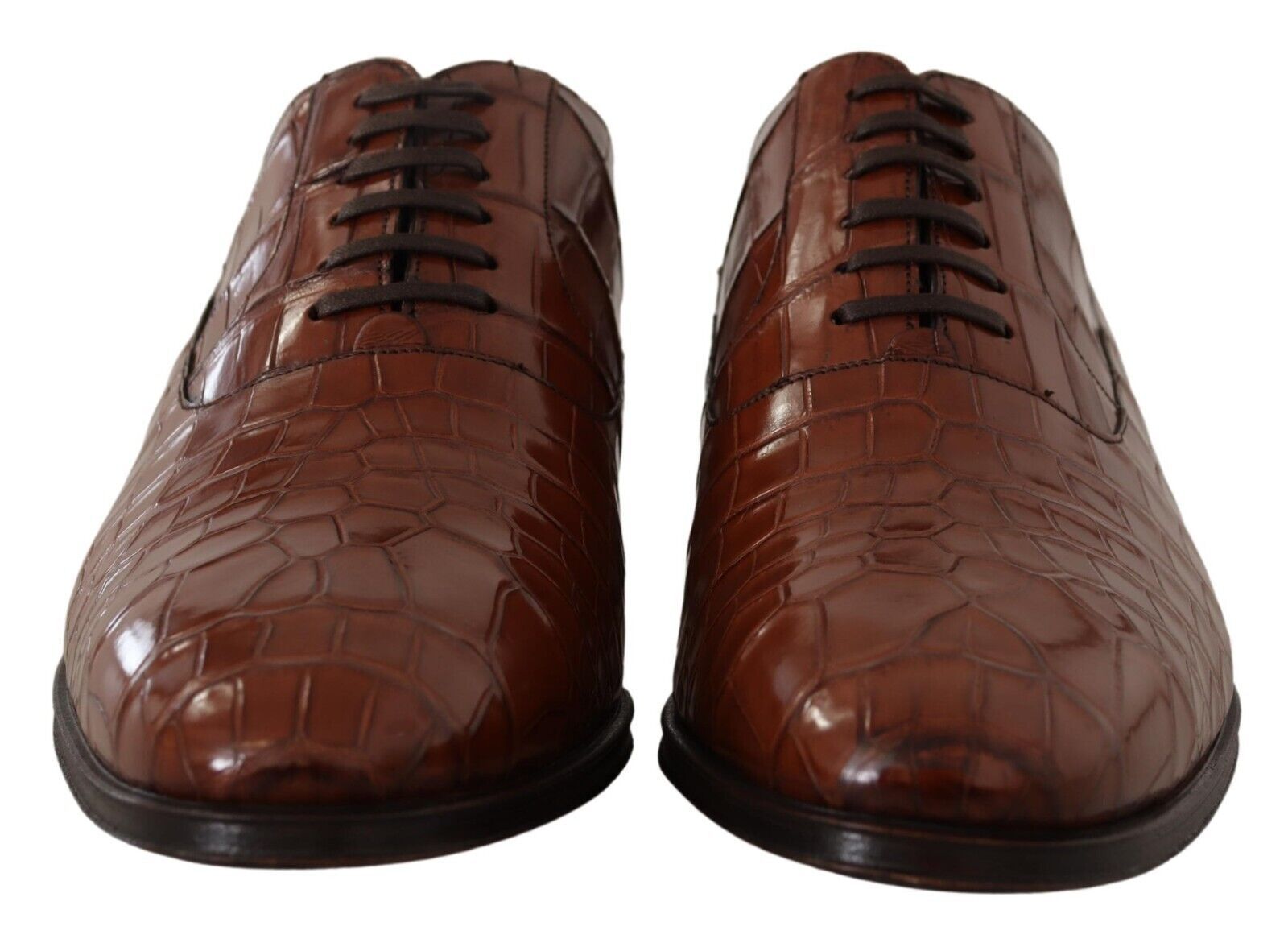 Dolce & Gabbana Braune Krokodilleder Herren Derby-Schuhe