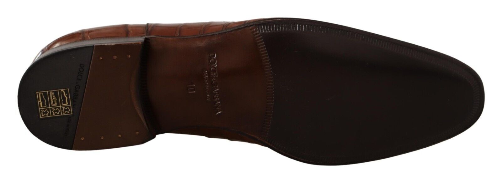 Dolce & Gabbana Braune Krokodilleder Herren Derby-Schuhe