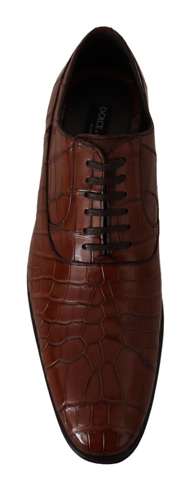 Dolce & Gabbana Braune Krokodilleder Herren Derby-Schuhe