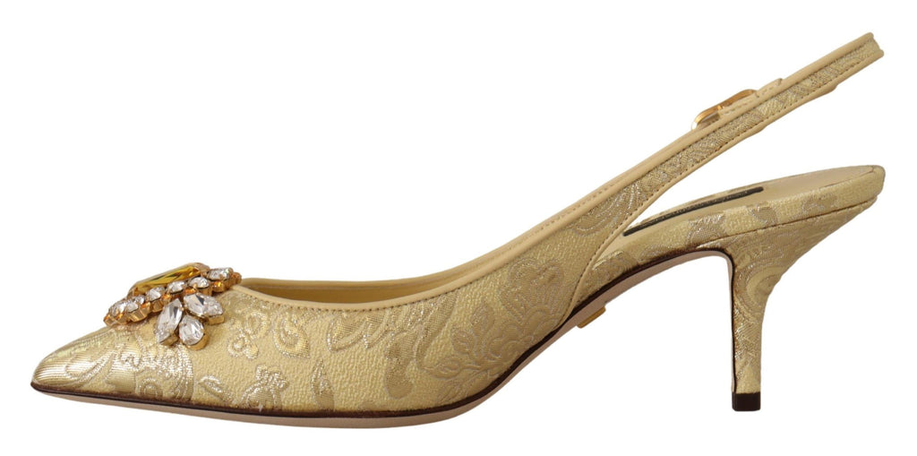 Dolce & Gabbana Goldene Kristall Slingpumps High Heels Schuhe