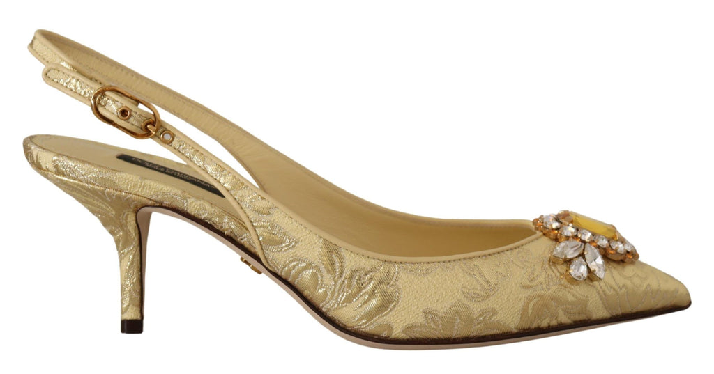 Dolce & Gabbana Goldene Kristall Slingpumps High Heels Schuhe