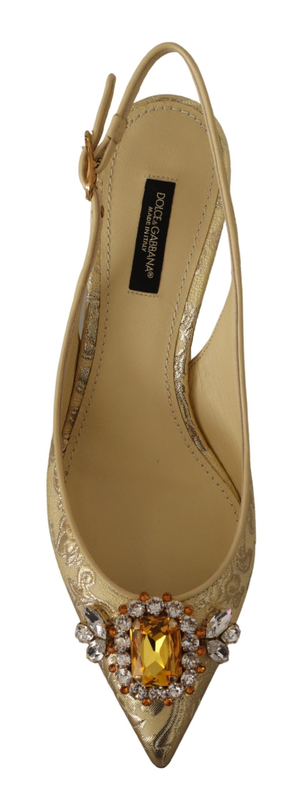 Dolce & Gabbana Goldene Kristall Slingpumps High Heels Schuhe