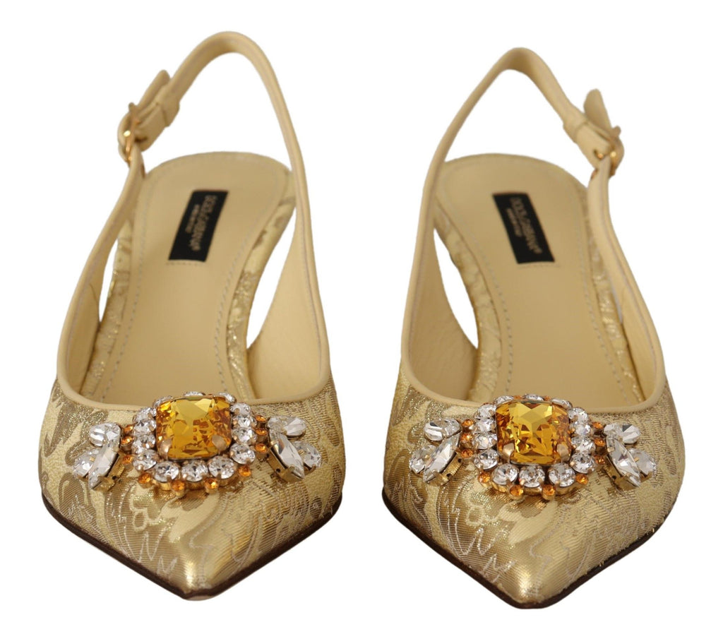 Dolce & Gabbana Goldene Kristall Slingpumps High Heels Schuhe