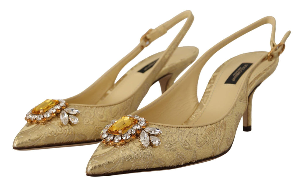 Dolce & Gabbana Goldene Kristall Slingpumps High Heels Schuhe