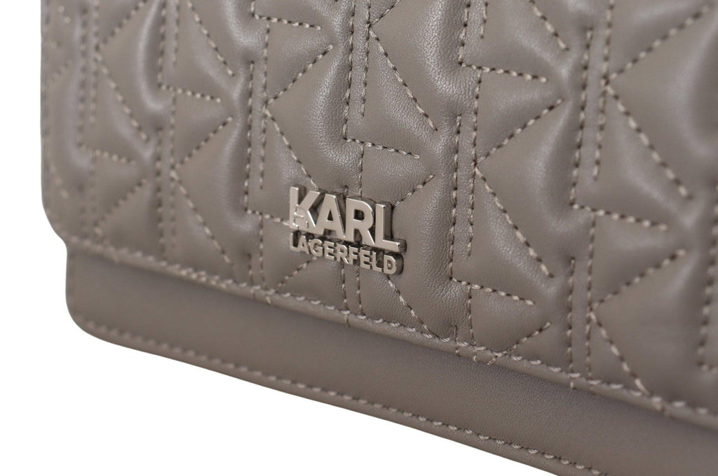 Sac bandoulière en cuir gris clair de Karl Lagerfeld, léger et élégant, pour un style sophistiqué et pratique.