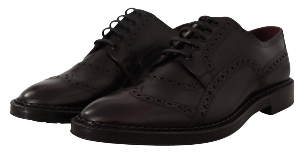 Chaussures formelles en cuir violet Dolce & Gabbana, Oxford wingtip élégantes avec détails classiques.