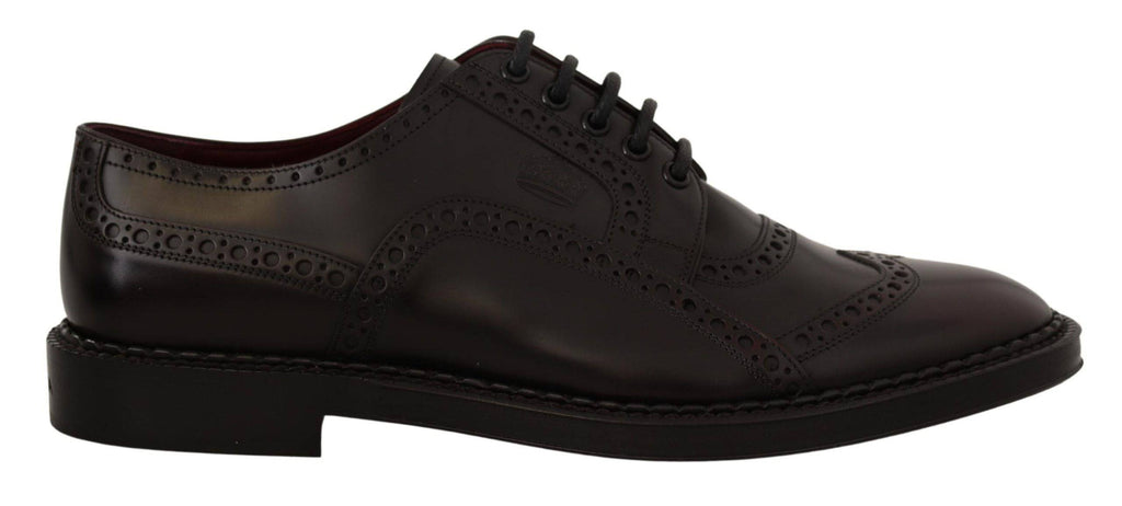 Chaussures formelles en cuir violet Dolce & Gabbana Wingtip Oxford avec détails élégants et semelle en cuir.