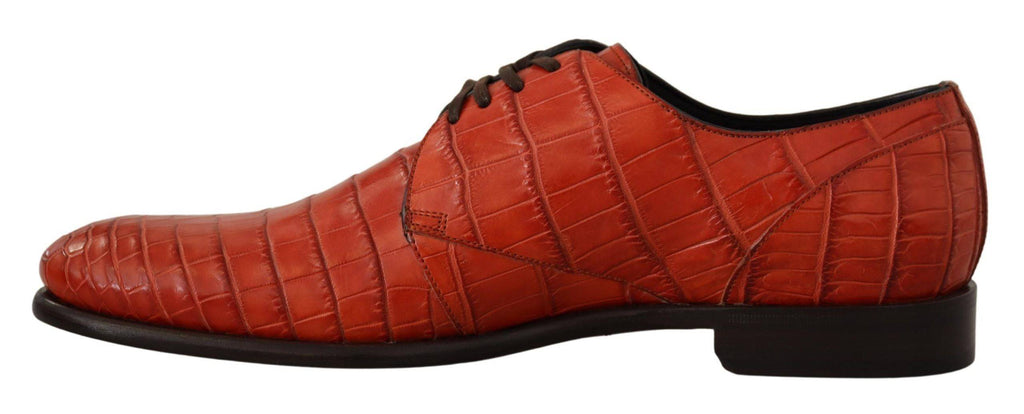 Chaussures derby en cuir exotique orange de Dolce & Gabbana, style élégant pour homme.