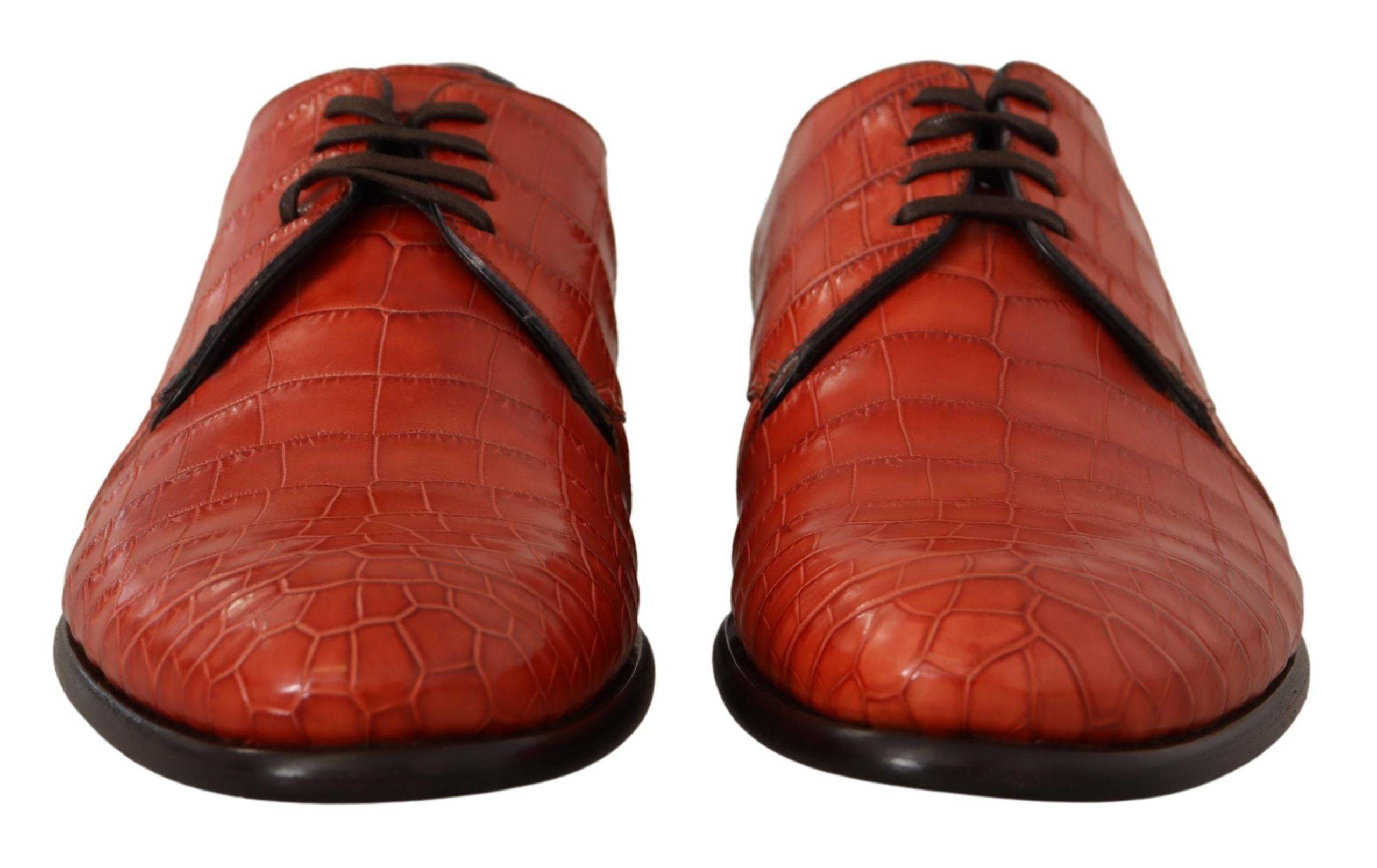 Chaussures Derby en cuir exotique orange de Dolce & Gabbana, style élégant pour hommes.