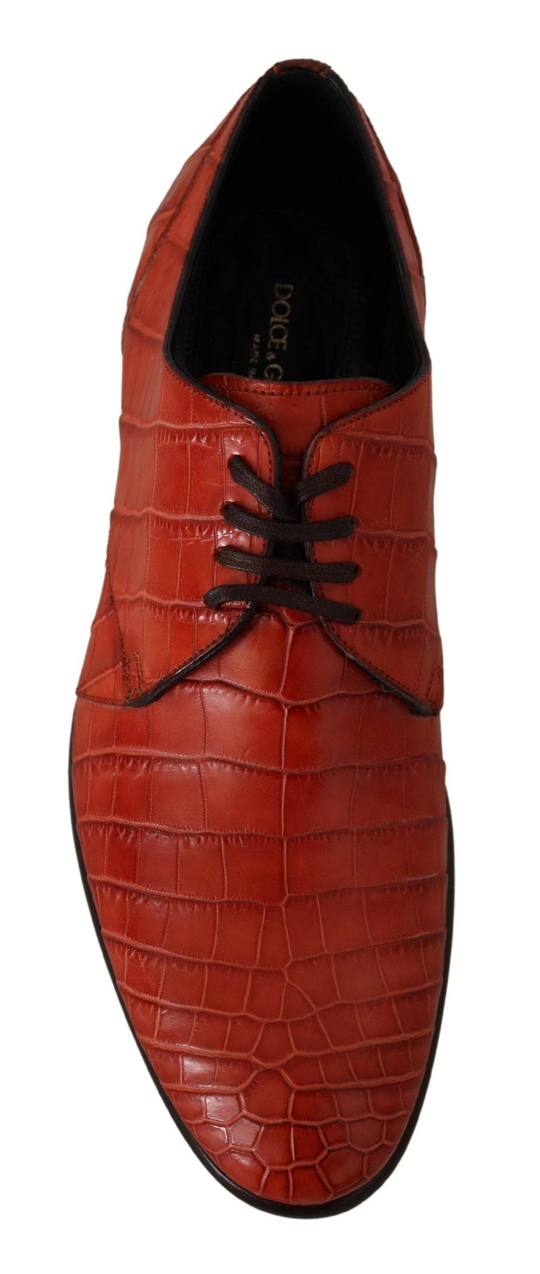 Chaussures Derby en cuir exotique orange de Dolce & Gabbana, élégantes et sophistiquées pour homme.