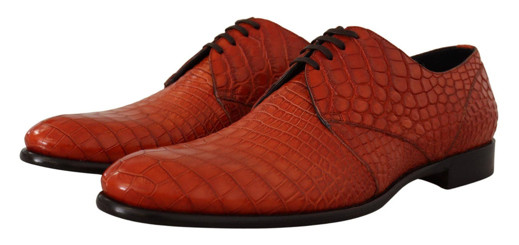 Chaussures Derby en cuir exotique orange de Dolce & Gabbana, style élégant pour homme, avec détails en cuir brillant.