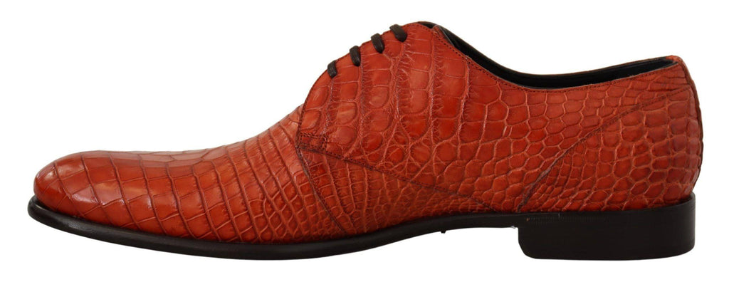 Chaussures derby en cuir exotique orange de Dolce & Gabbana, chaussures élégantes pour homme.