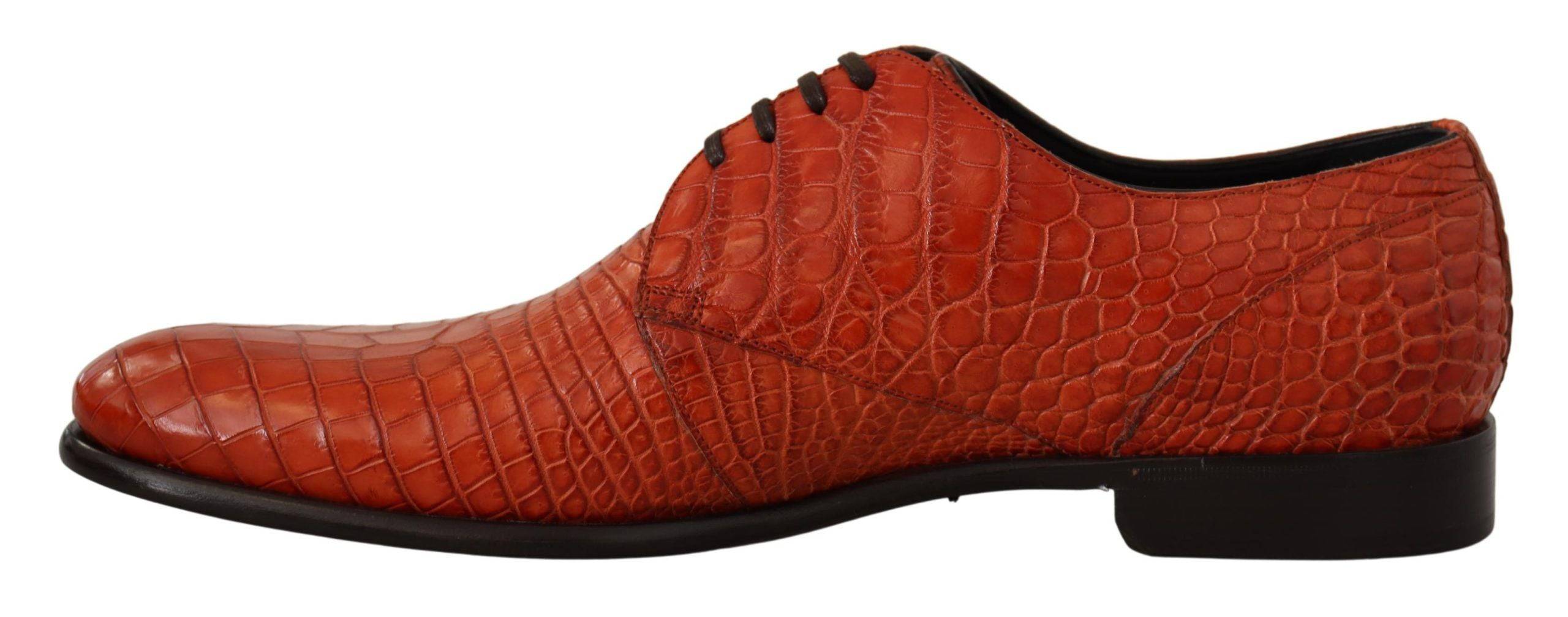 Chaussures derby en cuir exotique orange de Dolce & Gabbana, chaussures élégantes pour homme.
