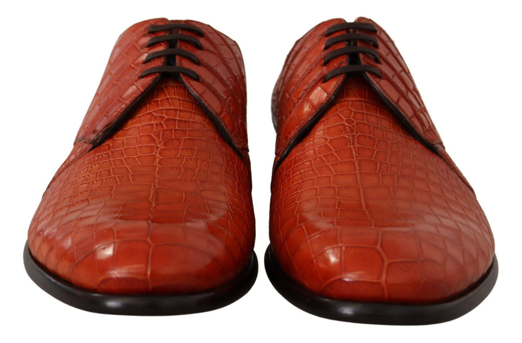 Chaussures Derby en cuir exotique orange de Dolce & Gabbana, style élégant et sophistiqué.