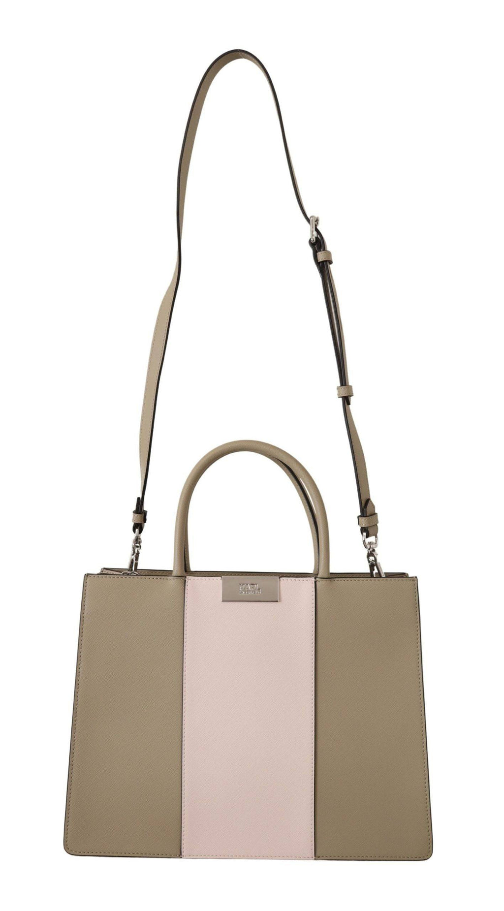 Sac cabas en polyuréthane vert sauge Karl Lagerfeld, sac à bandoulière élégant avec détails modernes et design spacieux.