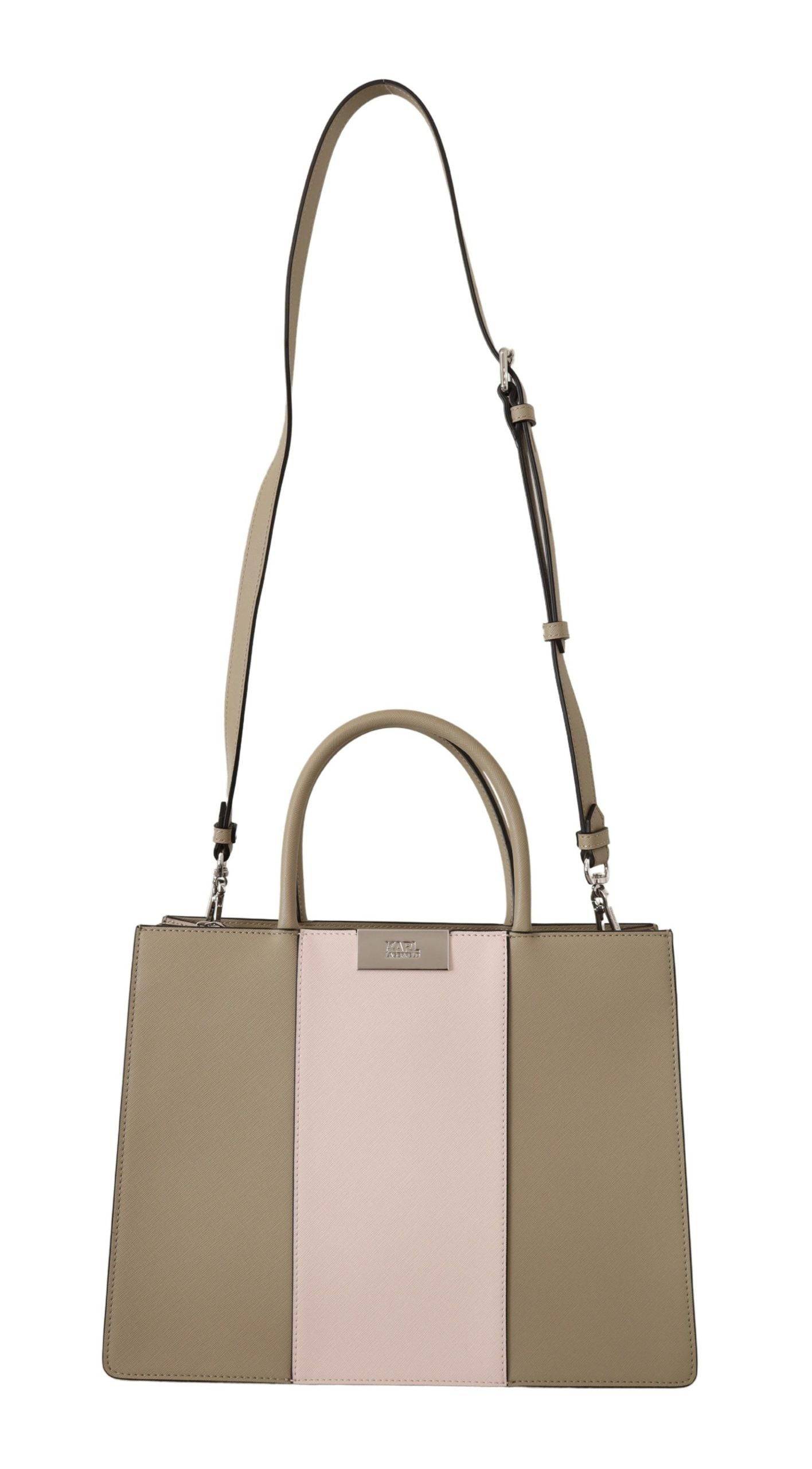 Sac cabas en polyuréthane vert sauge Karl Lagerfeld, sac à bandoulière élégant avec détails modernes et design spacieux.