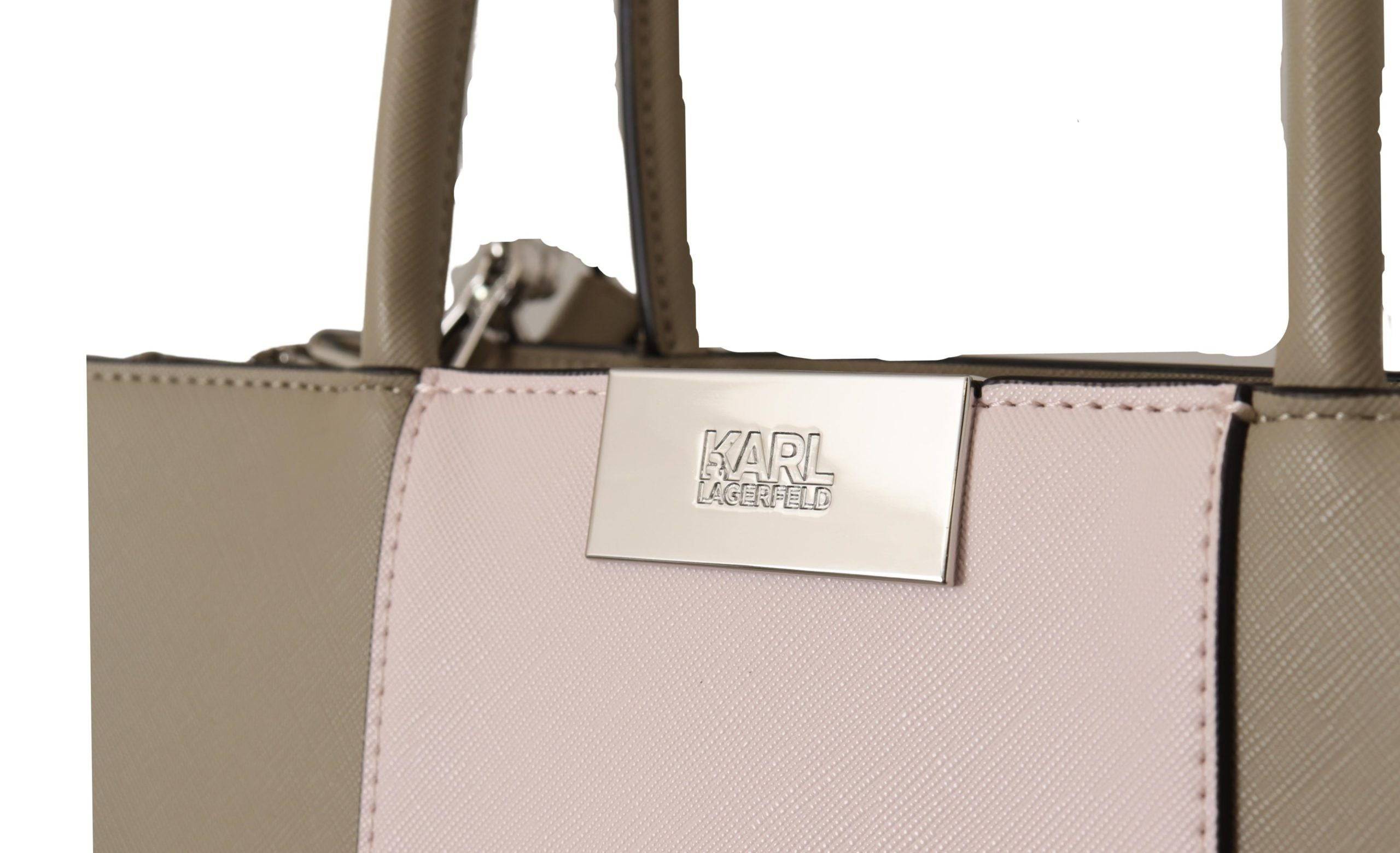 Sac cabas en polyuréthane vert sauge de Karl Lagerfeld, sac à bandoulière élégant avec détails modernes et design épuré.