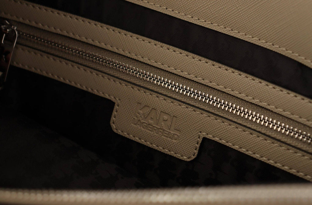 Sac cabas en polyuréthane vert sauge de Karl Lagerfeld, sac à épaule élégant avec logo distinctif, idéal pour un style sophistiqué.