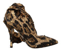 Escarpins dorés Dolce & Gabbana avec sequins léopard, talons hauts et design élégant, chaussures de mode pour femmes.