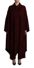 Manteau homme Dolce & Gabbana en coton noir et rouge à carreaux, veste overcoat élégante et décontractée.