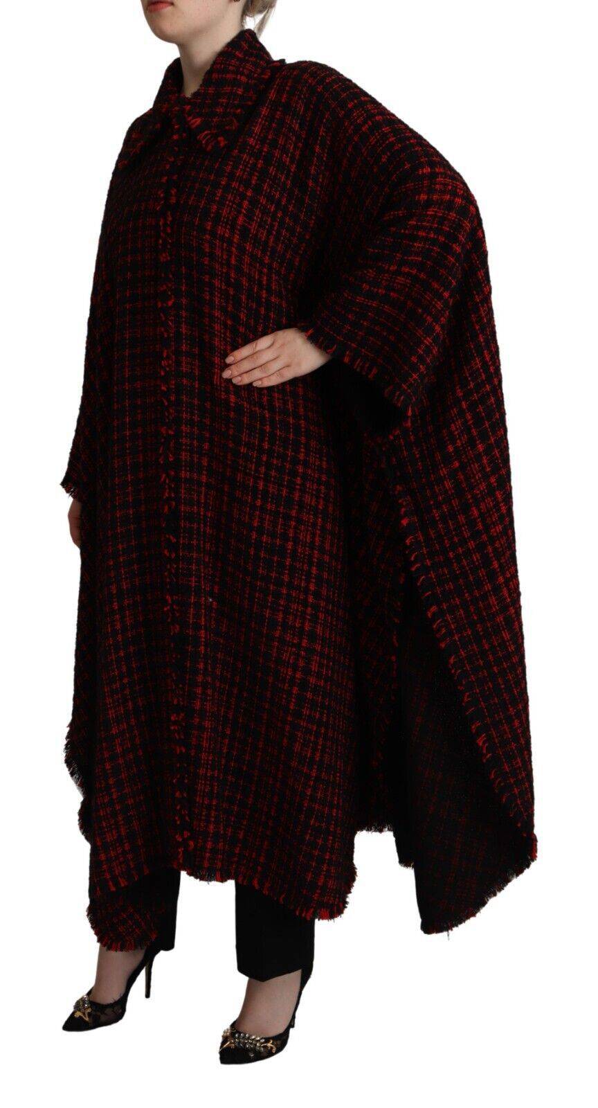 Manteau overshirt en coton à carreaux noir et rouge de Dolce & Gabbana, veste élégante avec coupe décontractée.