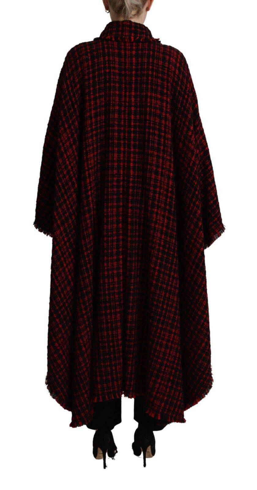 Manteau overshirt en coton à carreaux noirs et rouges de Dolce & Gabbana, coupe décontractée et style élégant.