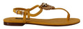 Sandales plates en cuir jaune moutarde Dolce & Gabbana Devotion, chaussures élégantes et confortables pour femmes.